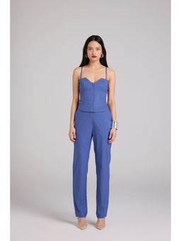 Qua - Blue Straight Leg Long Trouser
