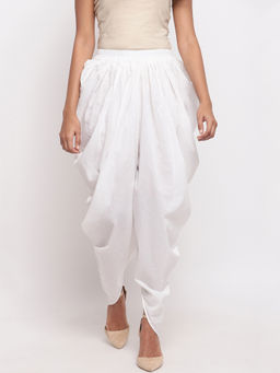 Fabnest - Women Cotton White Dhoti Salwar