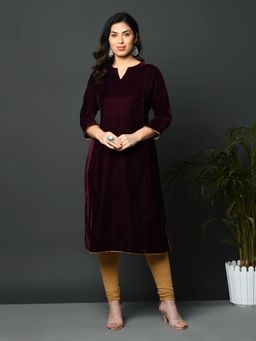 Fabnest - Wine Solid Kurta
