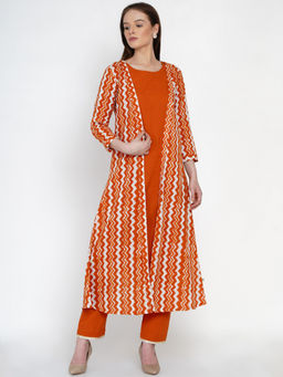 Fabnest - Rust Colour Chevron Cotton Cape