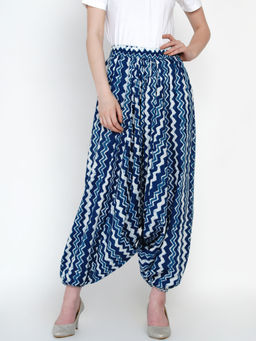 Fabnest - Indigo Chevron 100% Cotton Harem Pants