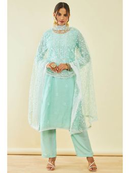 Soch - Womens Chanderi Embroidered Dress Material with Sequins (Set of 3)