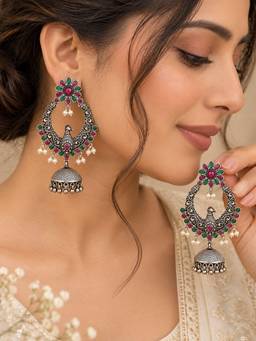 VIRAASI - Women Multi-Color Stones No Plating Pair Of Earring