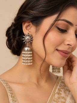 VIRAASI - Women White Pearl No Plating Earrings
