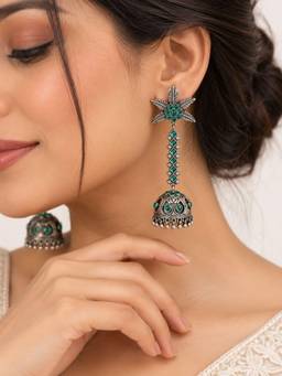 VIRAASI - Women Green Stones No Plating Earrings