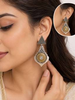 VIRAASI - Women White Stones No Plating Earrings