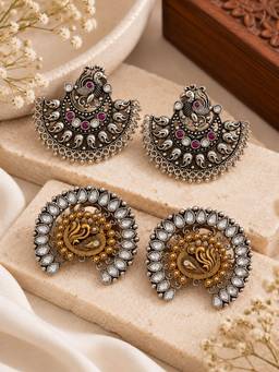 VIRAASI - Women Multi-Color Stones No Plating Earrings (Pack of 2)
