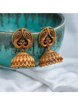 Opal Touch - Women Multi-Color Stones Gold Plated Pair Of Jhumkas
