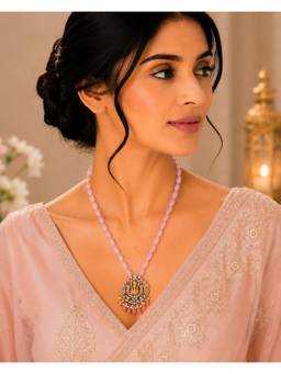 Opal Touch - Women Pink Stones Gold Plated Necklace