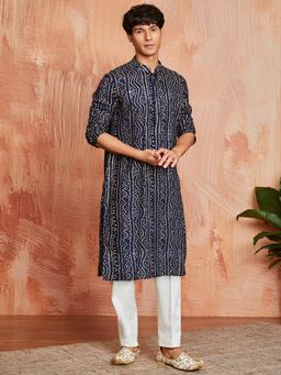 Vastramay - Mens Rayon Bandhani Printed Kurta With Pant (Set of 2)