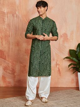 Vastramay - Mens Rayon Bandhani Printed Kurta With Patiala (Set of 2)