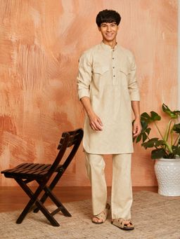 Vastramay - Mens Cotton Solid Pathani Kurta and Pant (Set of 2)