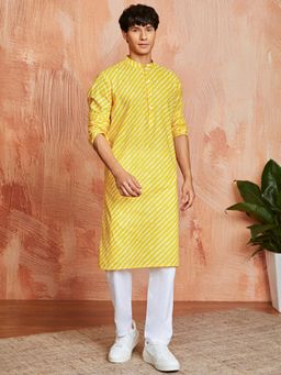 Vastramay - Mens Cotton Leheriya Printed Regular Kurta With Pyjama (Set of 2)