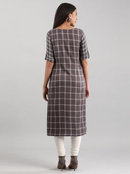 Aurelia - Purple Chekered Kurta