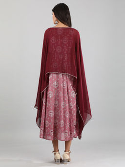 Aurelia - Maroon Printed Midi Dress