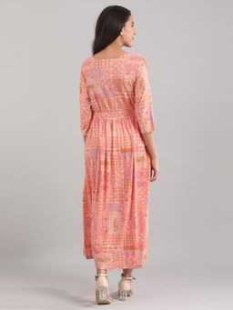 Aurelia - Peach Printed Maxi Dress