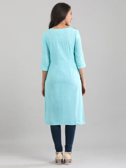 Aurelia - Blue Geometric Printed Kurta