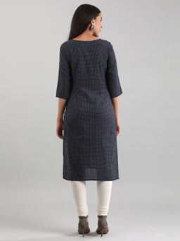 Aurelia - Navy Blue Chekered Kurta
