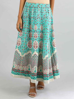 Aurelia - Teal Printed Skirt