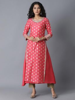 WISHFUL by W - Coral Jacquard Kurta
