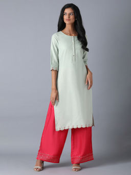 W - Mint Green Solid Kurta