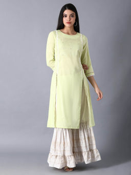 W - Green Embroidered Kurta