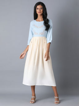 W - Blue Embroidered Dress