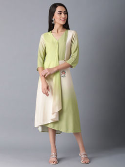 W - Green Embroidered Dress