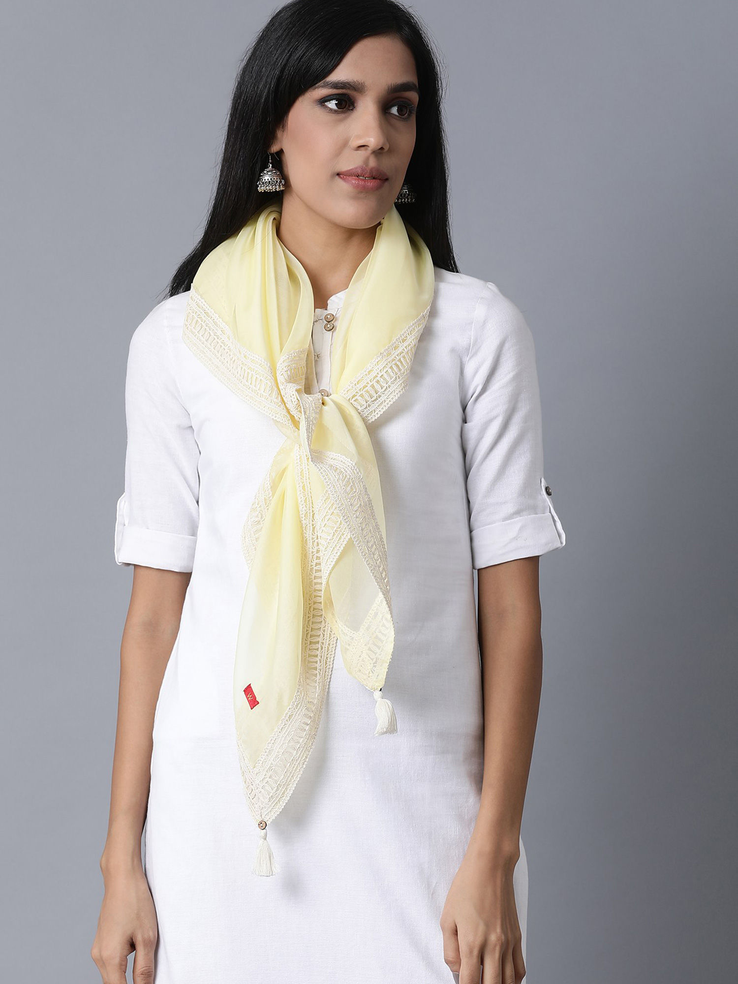 Yellow Solid Scarf-image-11