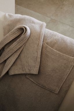 H&M - Women Beige Cotton Terry Dressing Gown