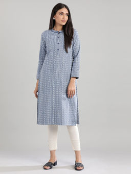 Aurelia - Blue Mandarin Neck Winter Kurta