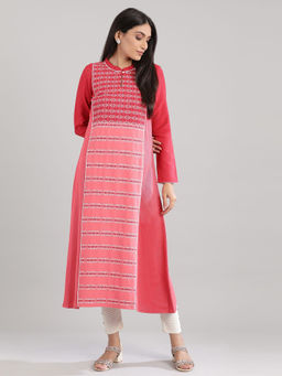 Aurelia - Red Mandarin Neck Winter Kurta