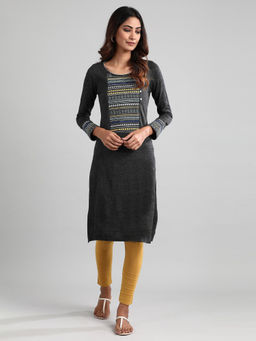 Aurelia - Grey Round Neck Winter Kurta