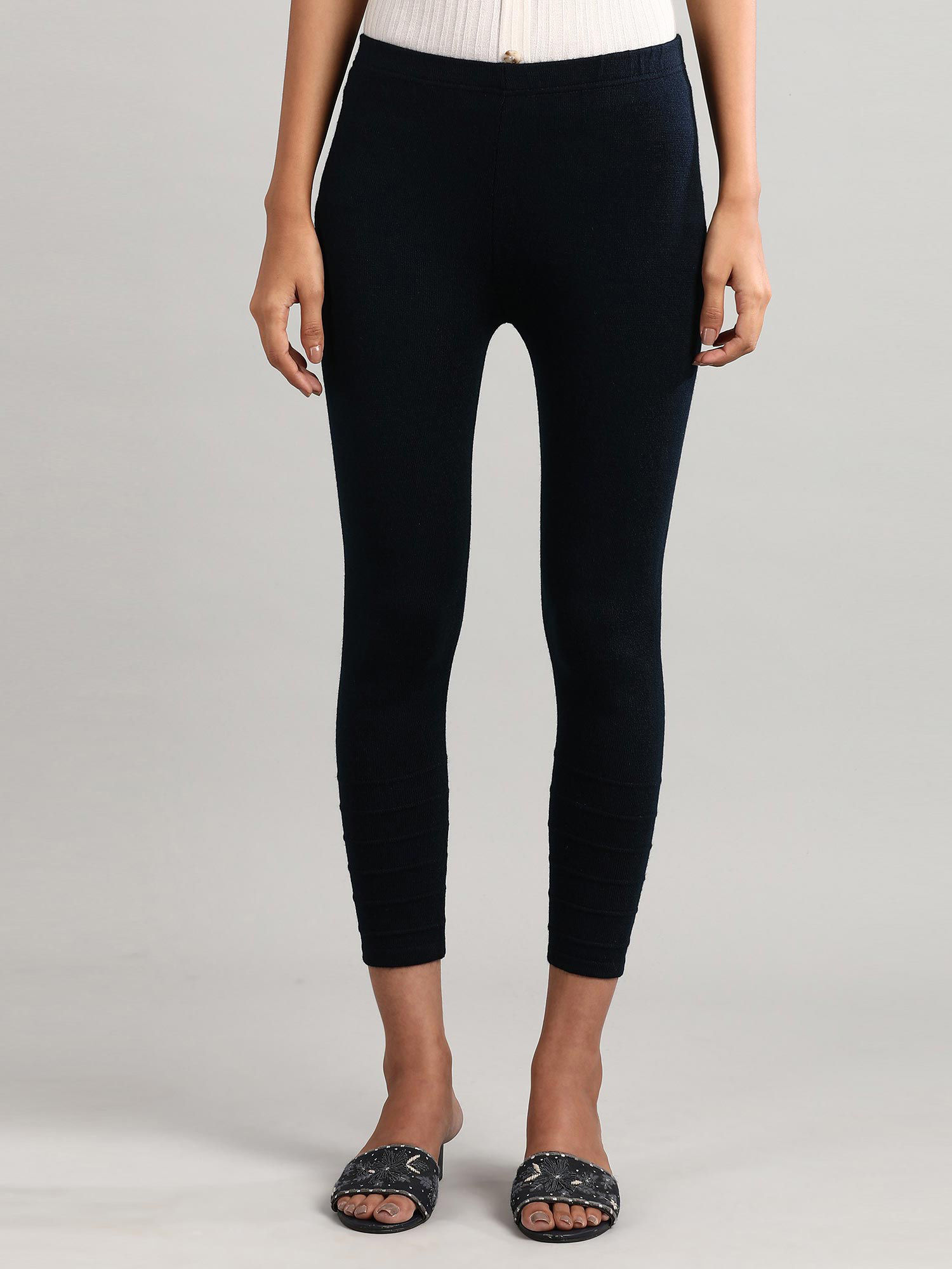 Buy Aurelia Navy Solid Winter Tights 