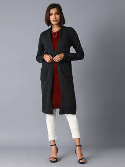 W - Grey Solid Cardigan