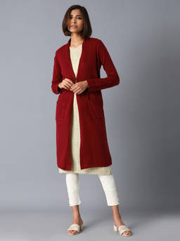 W - Red Solid Cardigan