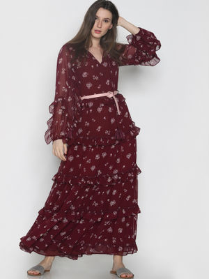 Vero moda burgundy maxi dress clearance