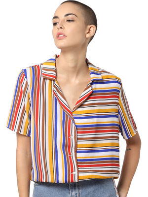 multi colored striped shirt women's