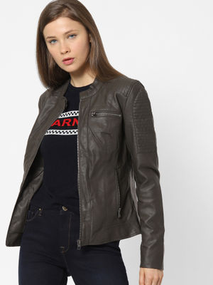 only biker jacket grey