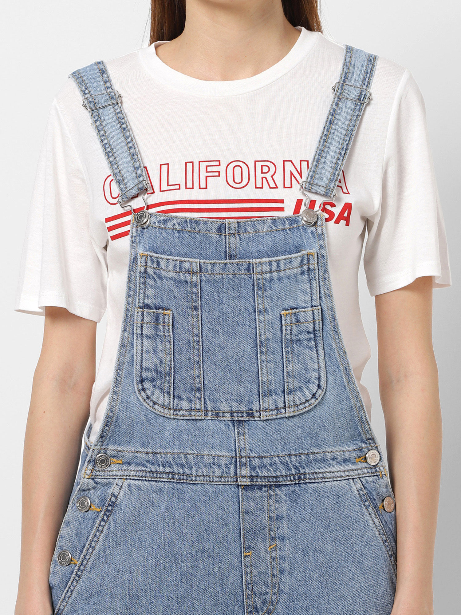 Blue Light Washed Denim Dungaree 