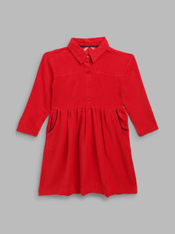 Blue Giraffe - Red Girls Dress