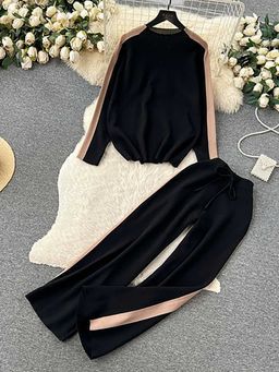 Loveable Creations By Muskan - Black Blair Warm Knitted Co-Ord Set
