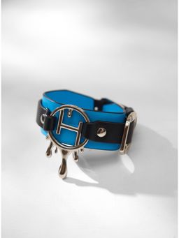 Outhouse - Drip Oh Monogrammed Leather Bracelet In Ocean Blue