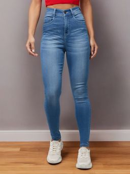 DOLCE CRUDO - Women Light Blue Super Skinny High Rise Stretchable Shaping Denim Jeans