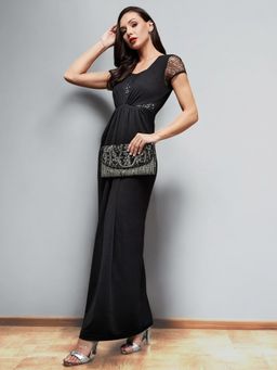 Miss Chase - Women Black Embellished Maxi Dress