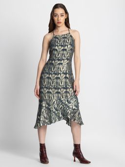 SHAYE - Grey And Gold Embellished Sleeveless Party Dress For Women