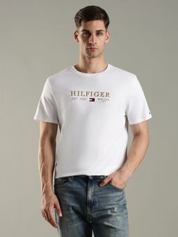 Tommy Hilfiger - Embroidered Logo Regular Fit Cotton T-Shirt - White