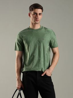 Tommy Hilfiger - Tropical Textured Regular Fit Cotton T-Shirt - Green