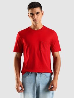 Tommy Hilfiger - Solid Regular Fit Cotton T-Shirt - Red