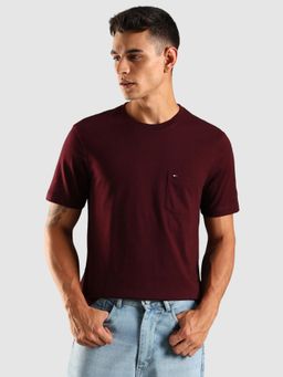 Tommy Hilfiger - Solid Regular Fit Cotton T-Shirt - Maroon